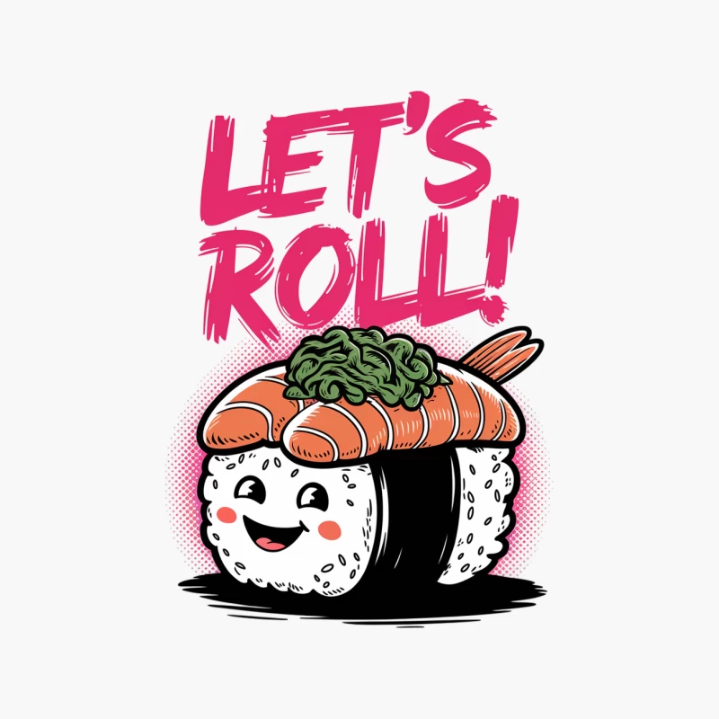 Playful Sushi Roll Cartoon with Punny Typography Cotton Tote Bag