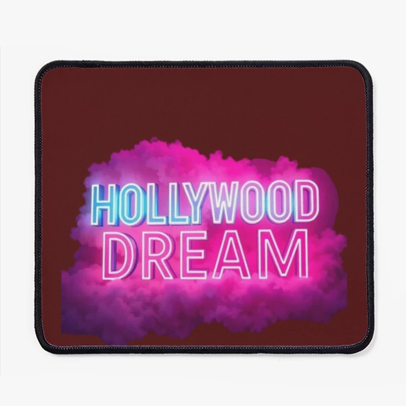 Neon Hollywood Dream Sign with Pink Cloud Background Mouse Pad