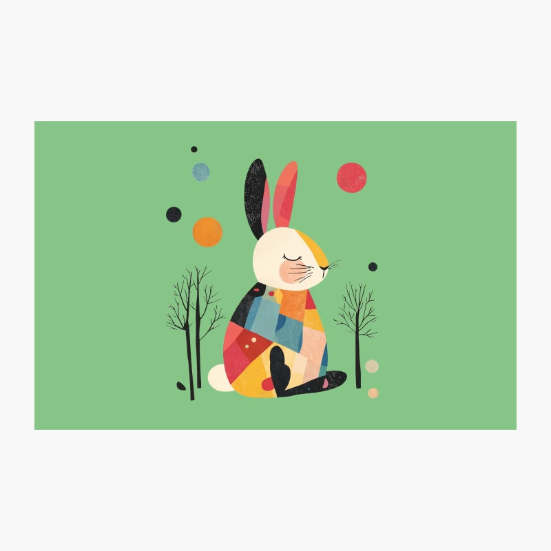 Whimsical Geometric Rabbit in Abstract Forest Travel Mug