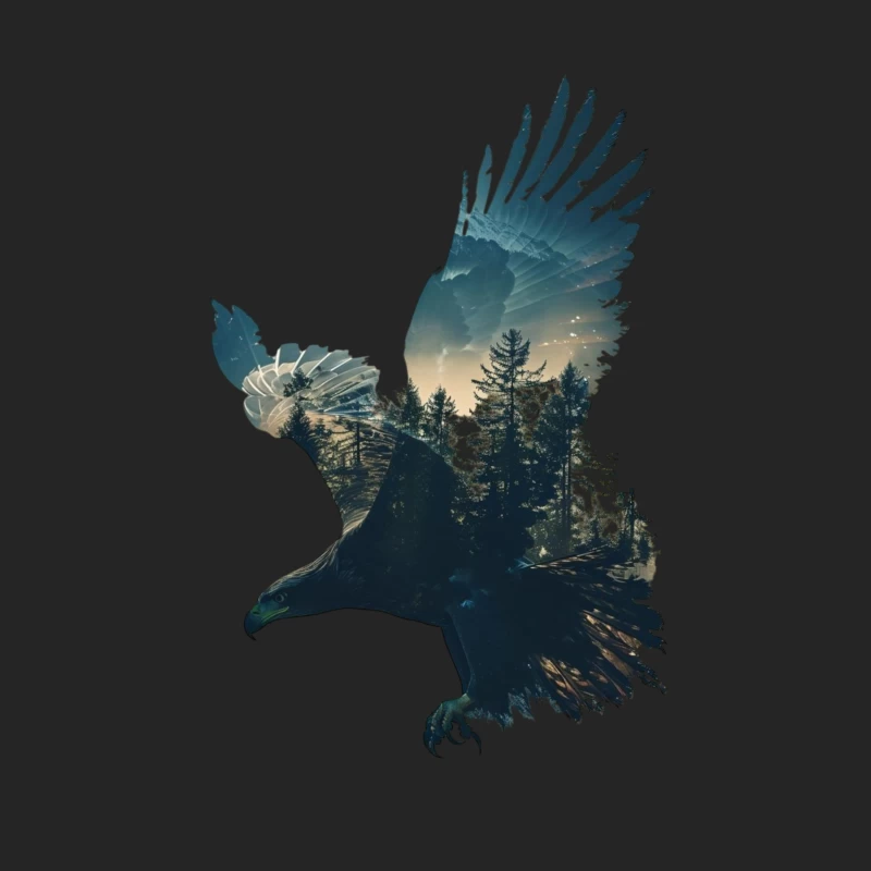 Majestic Eagle with Forest Silhouette Female Pullover Sweatshirt