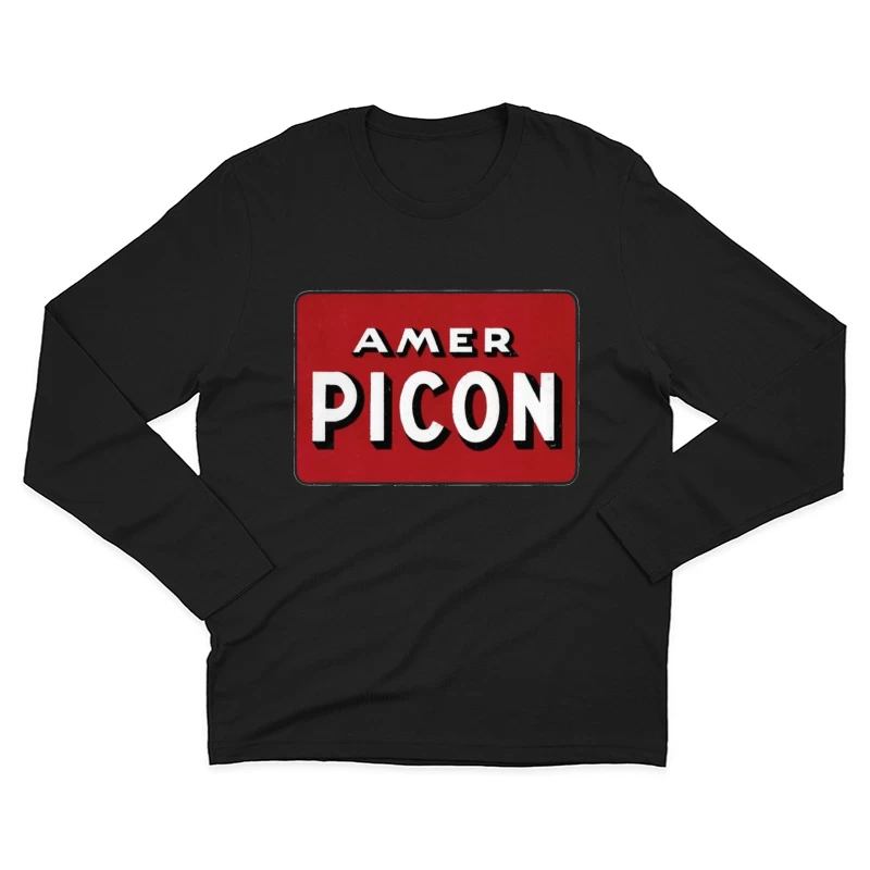 Vintage Amer Picon Logo Typography on Red Background Male Long Sleeve T-Shirt