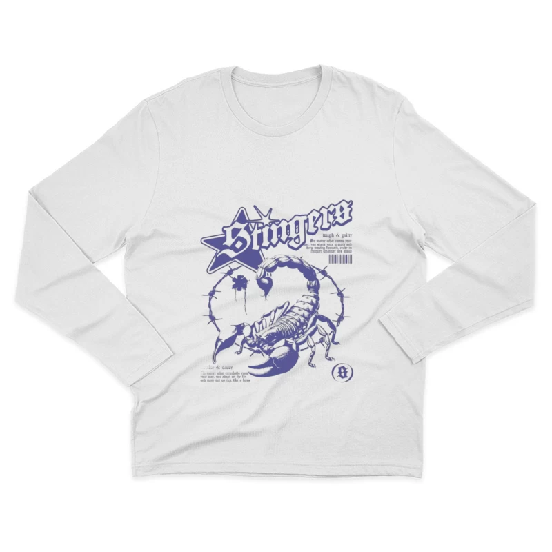 Skorpion-Design mit Stern und Stacheldraht Herren Langarm T-Shirt
