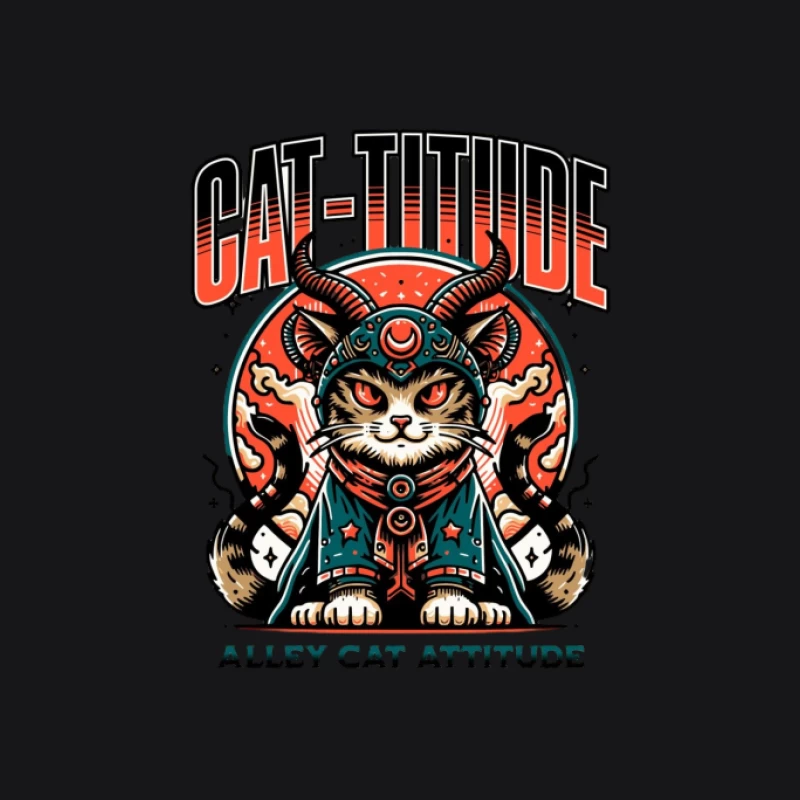 Katzen-Tattoo mit Horn, Haltung und Kunst Herren Pullover Hoodie