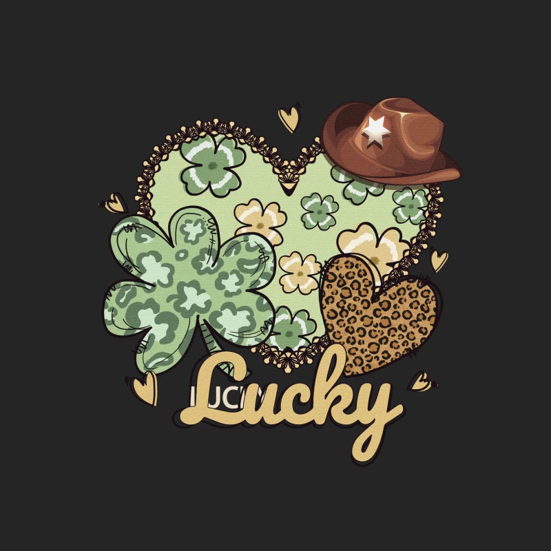 Glücksdesign mit Kleeblatt und Cowboyhut Herren Pullover Sweatshirt
