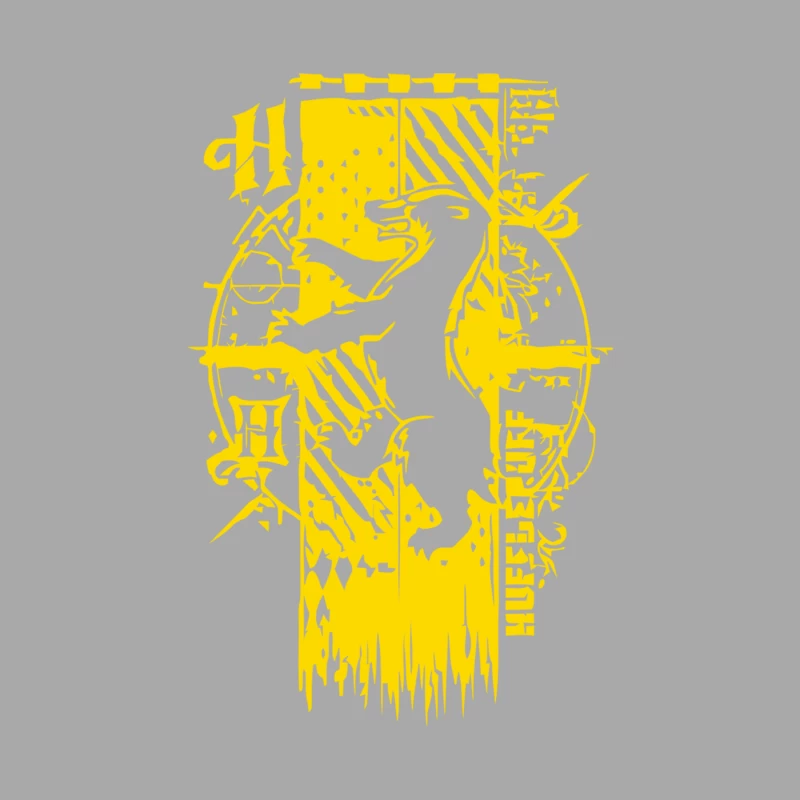 Abstract Yellow Bird Silhouette with Geometric Patterns Male Pullover Hoodie