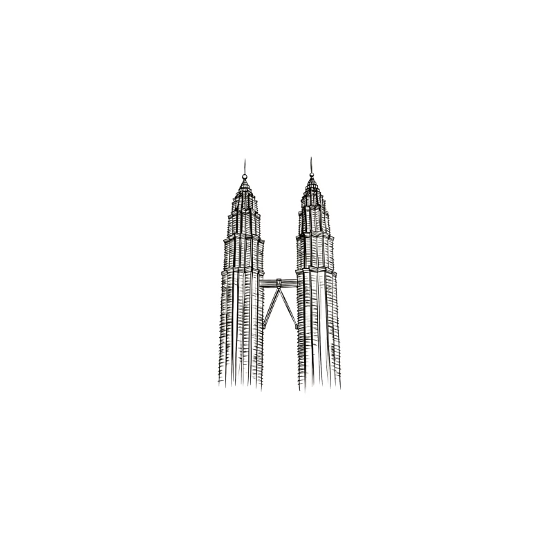 Line Drawing of Iconic Petronas Twin Towers in Kuala Lumpur iPhone Case