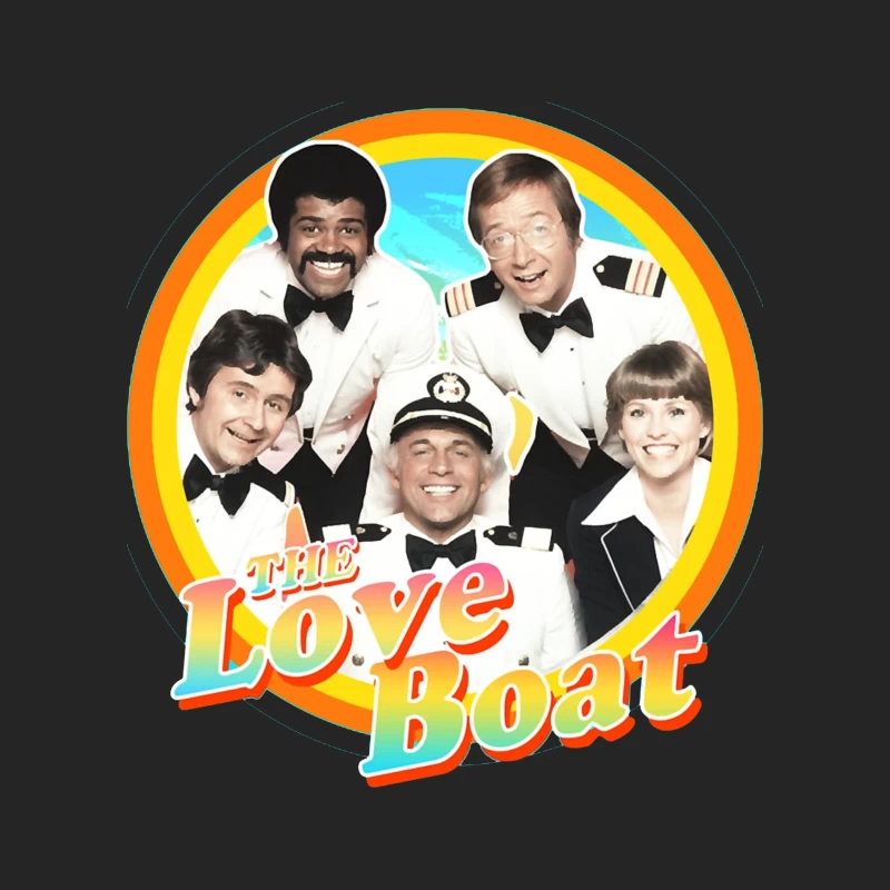 The Love Boat Classic TV Show Cast Promotional Image with Rainbow Circle Frame Female Pullover Sweatshirt