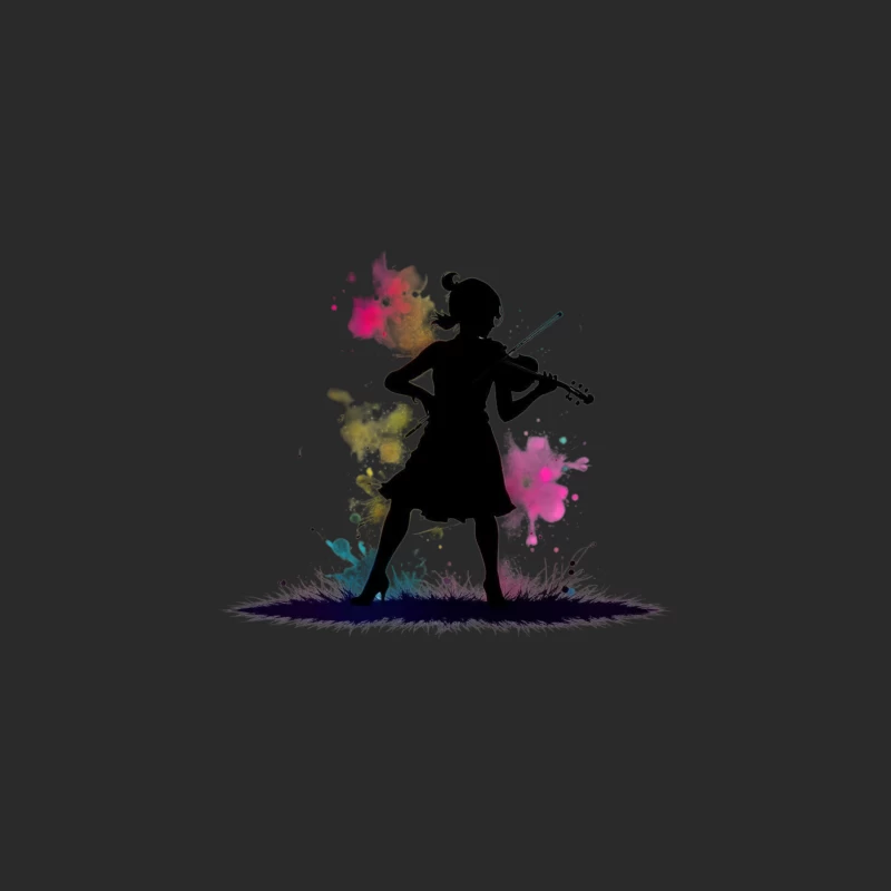 Colorful Silhouette of a Girl Playing Violin Baseball Cap
