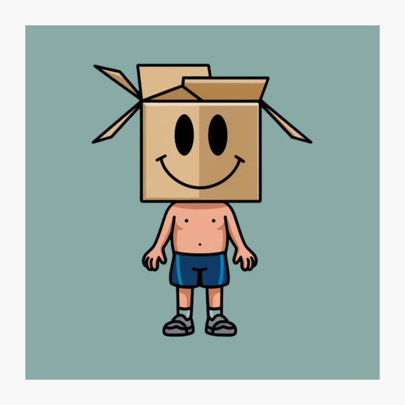 Cartoon Character with Smiling Box Head Pin