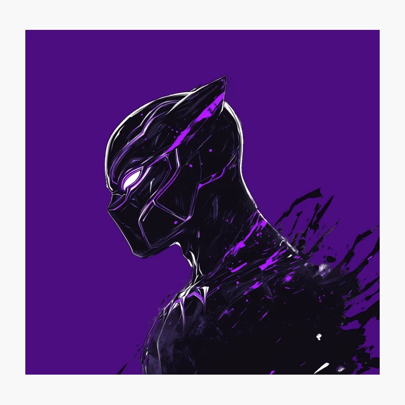 Black Panther Glowing Purple Black Panther Silhouette in Comic Art Style Throw Pillow