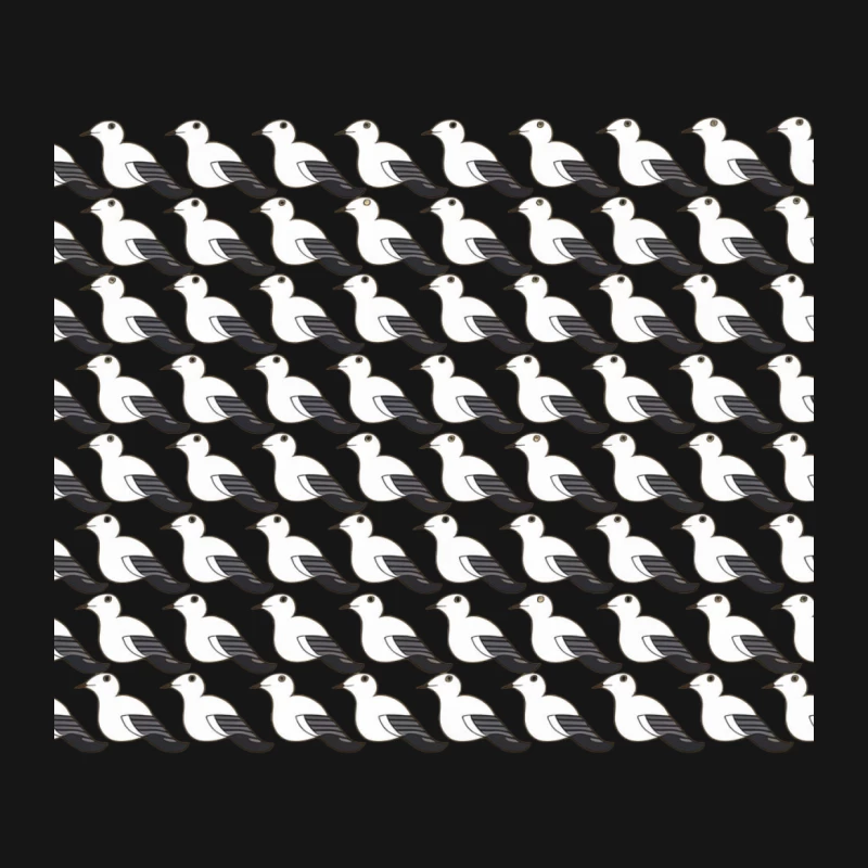 Minimalist Seagull Pattern: Repetitive Black and White Bird Illustration Mouse Pad