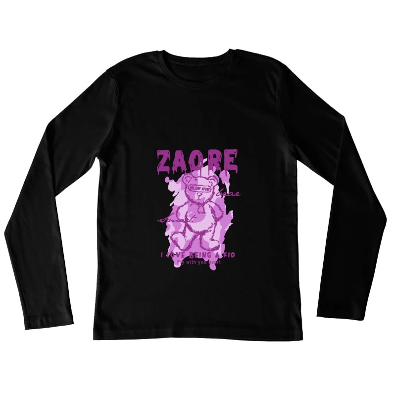 Playful Teddy Bear Graphic Design Female Long Sleeve T-Shirt