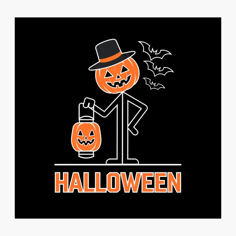 Minimalist Halloween Design with Jack-o'-Lanterns and Top Hat Throw Pillow