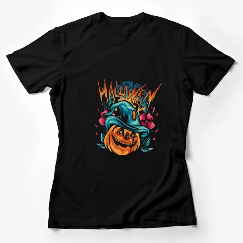 Kürbis mit Hexenhut zu Halloween Damen T-Shirt