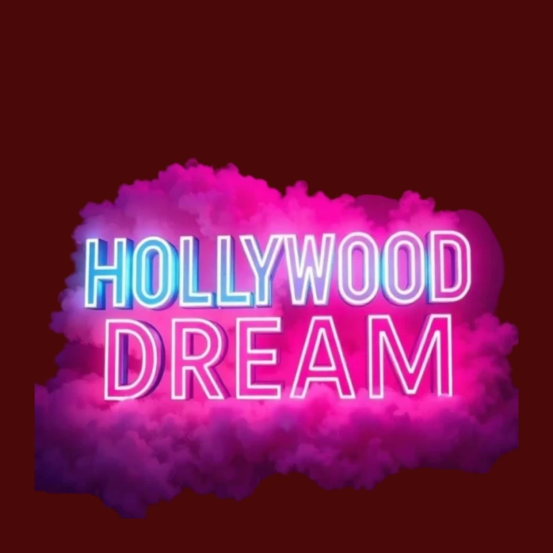 Neon Hollywood Dream Sign with Pink Cloud Background Pin