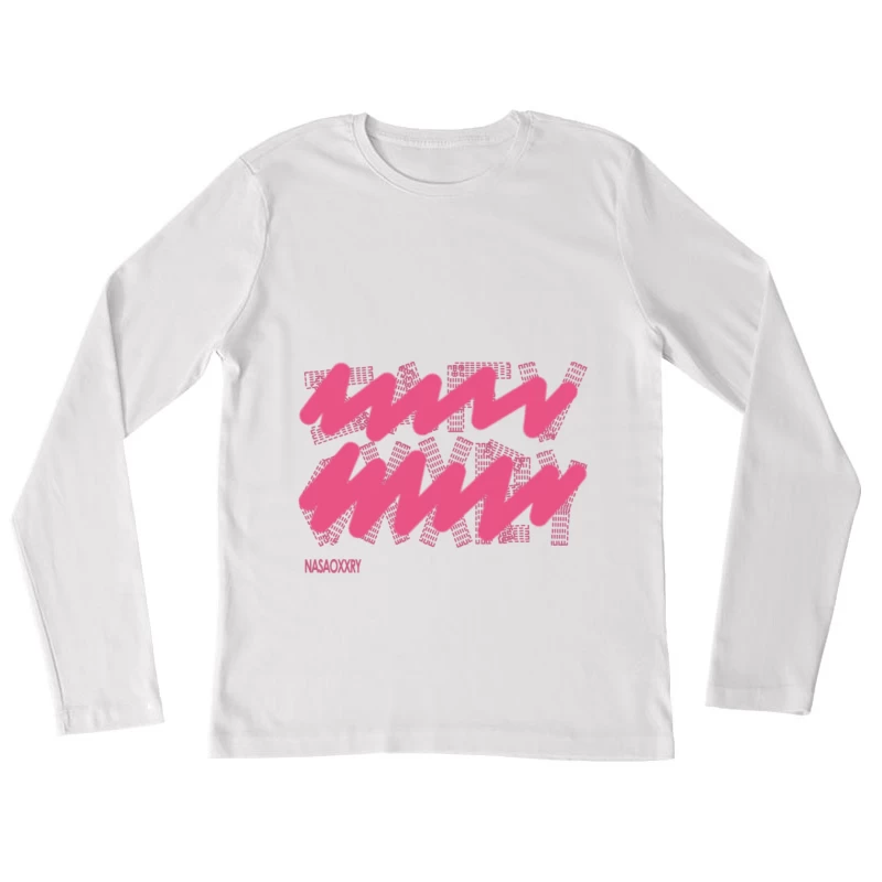 Rosa Zeichnung mit chaotischen Elementen Damen Langarm T-Shirt