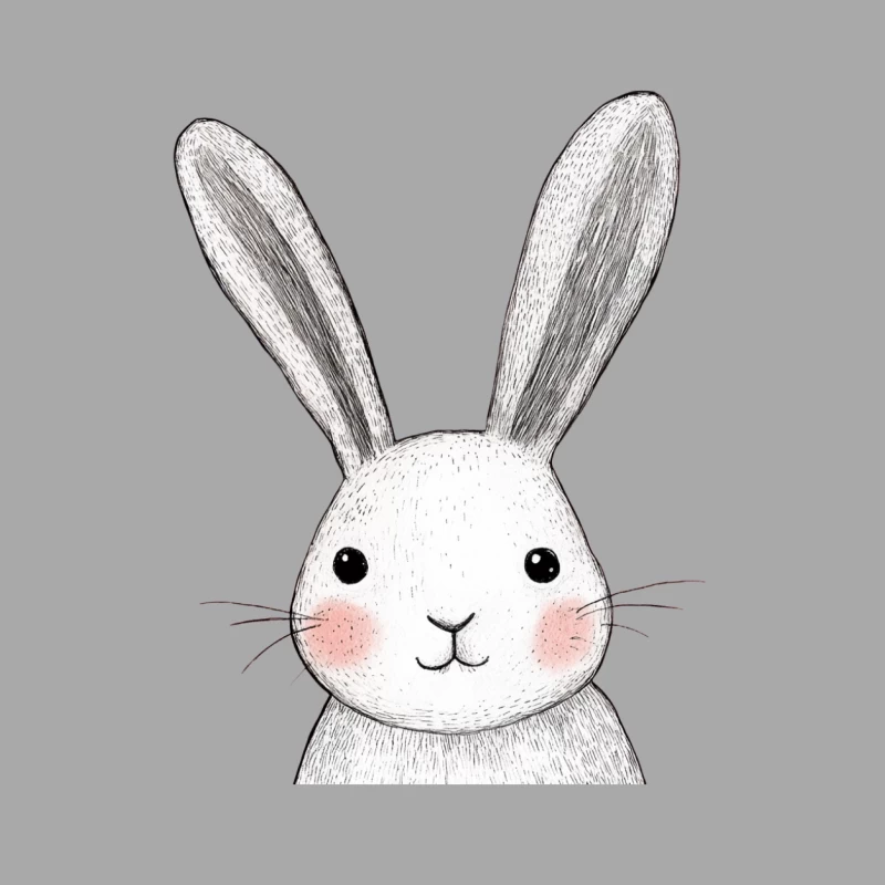 Cute Cartoon Rabbit Sketch Illustration Male Pullover Hoodie