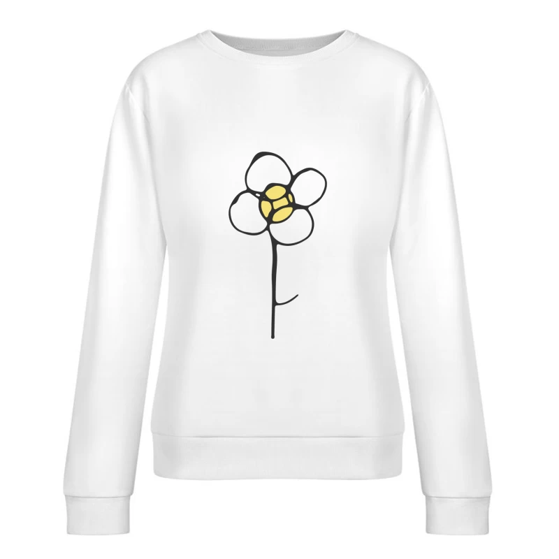 Fleur stylisée en noir et jaune Femme Sweat-shirt à enfiler