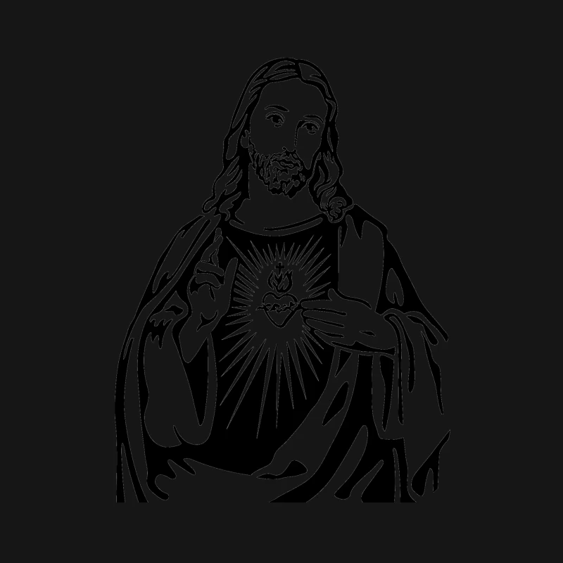 Heiliges Herz Jesu Darstellung Herren Langarm T-Shirt