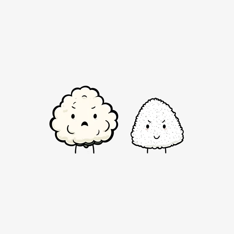 Cute Minimalist Cartoon Rice Ball Characters Male Pullover Sweatshirt