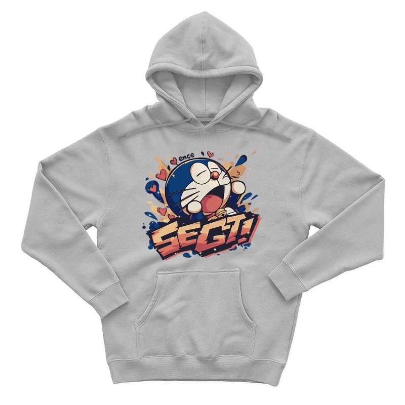 Fröhlicher Cartoon-Roboter schreit ausdrucksstark Herren Pullover Hoodie