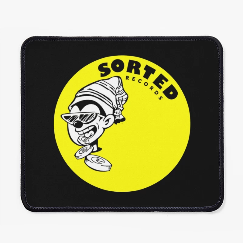 Sorted Records Label Logo with Cool Cartoon DJ Character Mouse Pad