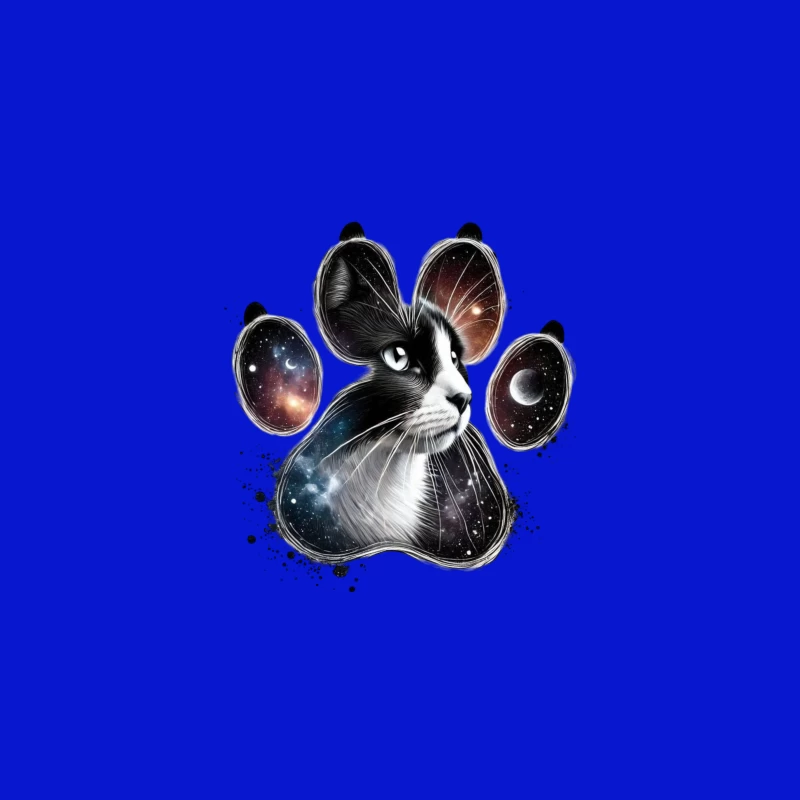 Cosmic Cat Paw Print Art Tapestry
