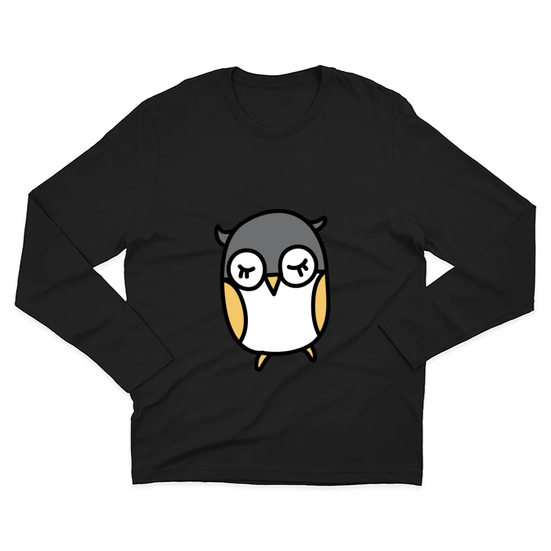Illustration mignonne d'un hibou endormi Homme Manches Longues T-Shirt