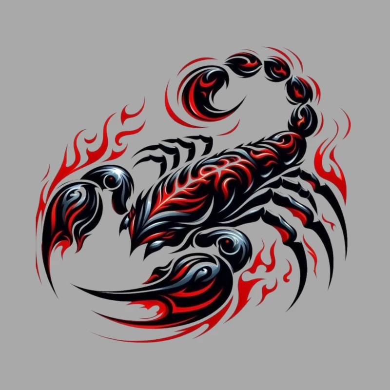 Stylized Scorpion with Flames Male Pullover Hoodie