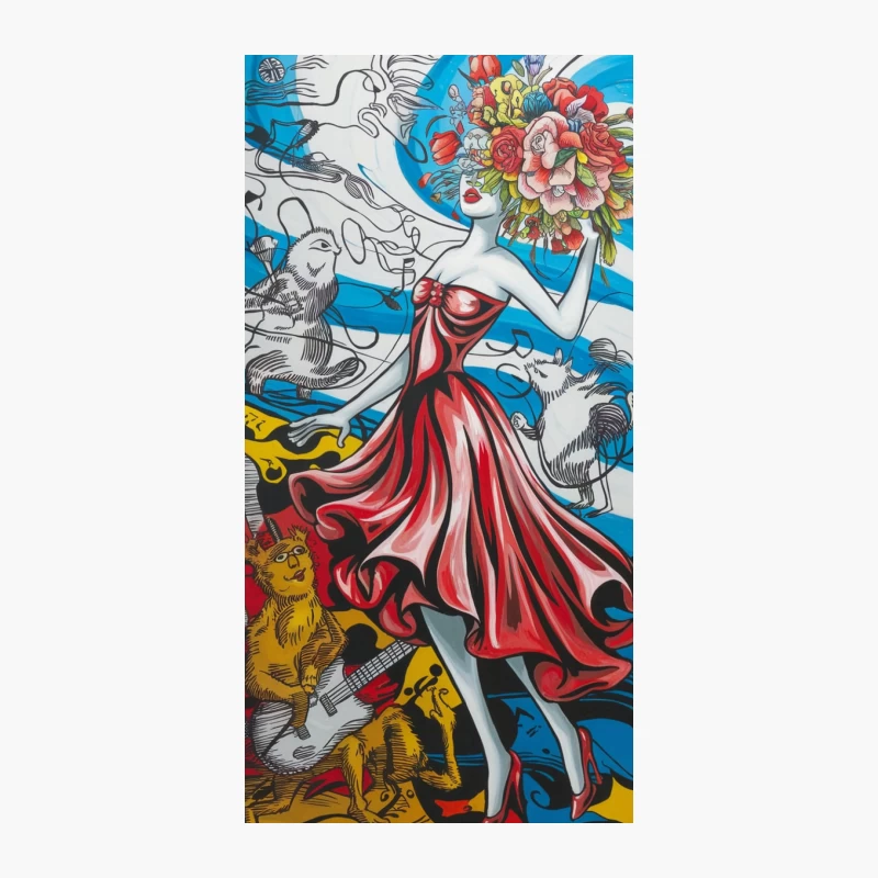 Surreal Fantasy: Vibrant Mixed Media with Flowers and Animals iPhone Case