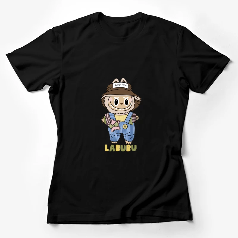 Niedlicher Labubu-Charakter mit Overall und Hut Damen T-Shirt