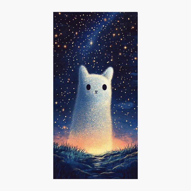 Glowing Celestial Cat under Starry Night Sky iPhone Case