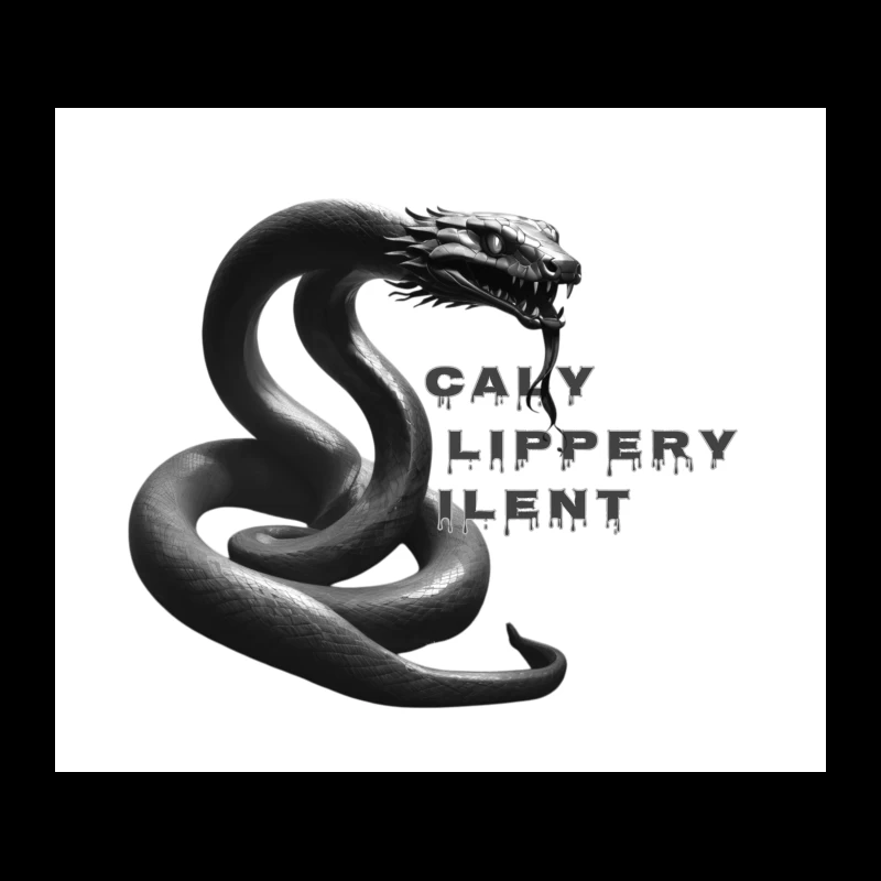 Dark Monochrome Snake with Dripping Text Design Tapestry