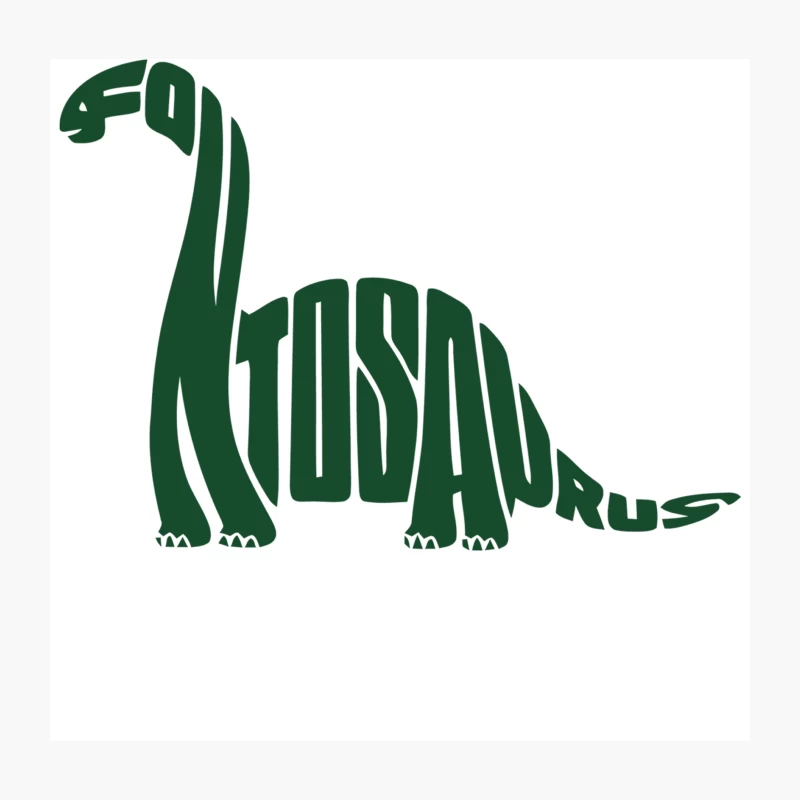 Green Brontosaurus Typography: Fossil-Inspired Logo Design Throw Pillow