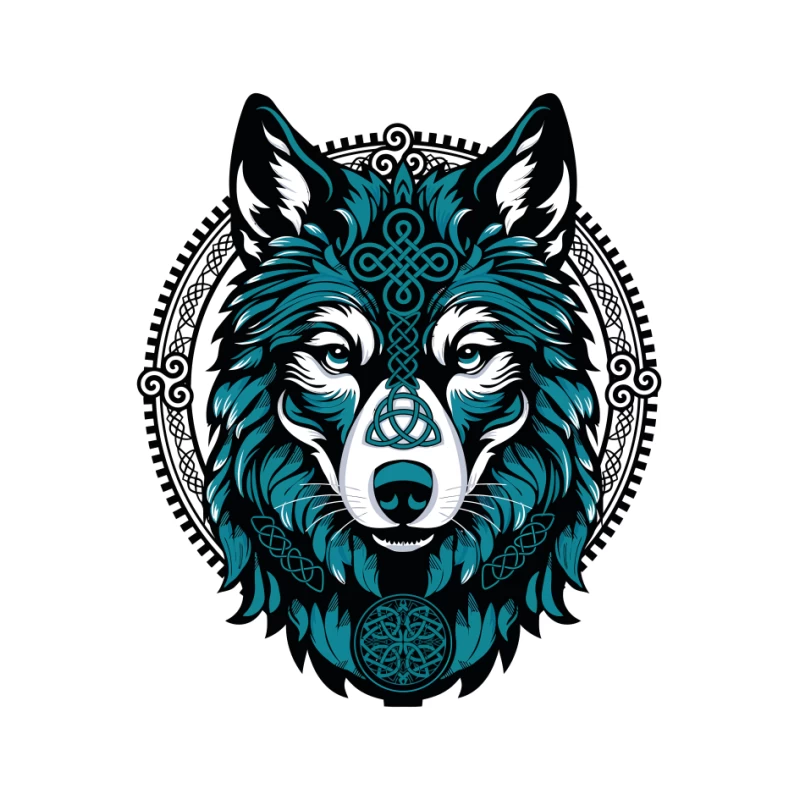 Majestic Celtic Wolf – Teal Knotwork Design Pin