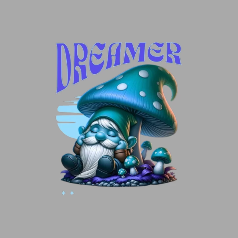 Dreaming Blue Gnome Under Magic Mushroom Female Pullover Hoodie