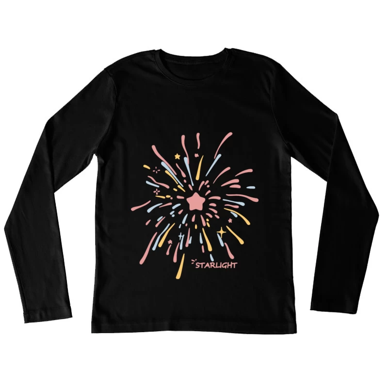 Buntes Feuerwerk mit Sternform Damen Langarm T-Shirt