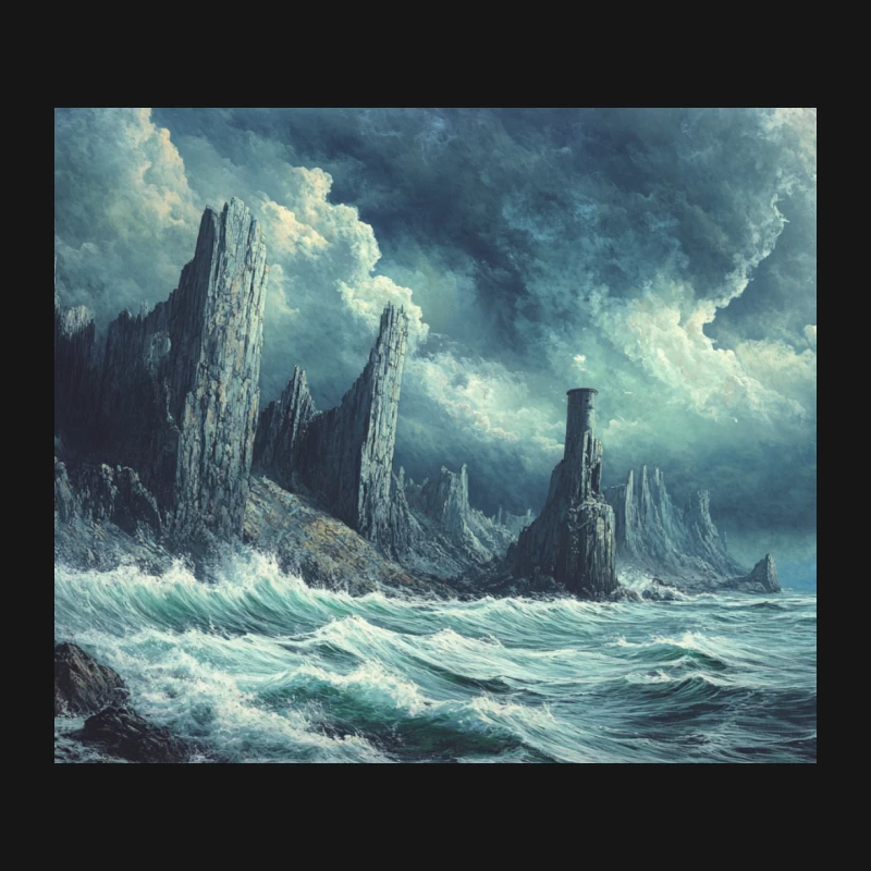 Tempestuous Seascape: Stormy Waves Crash Against Towering Cliffs Mouse Pad