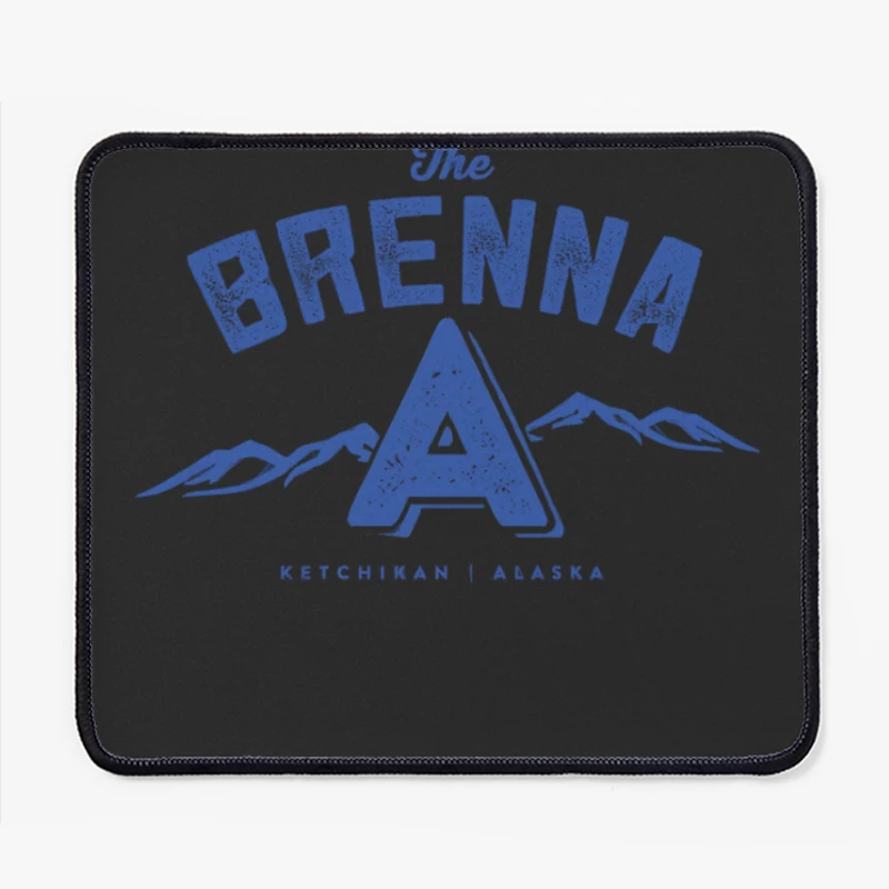 Vintage-Style Blue Logo for The Brenna in Ketchikan, Alaska Mouse Pad