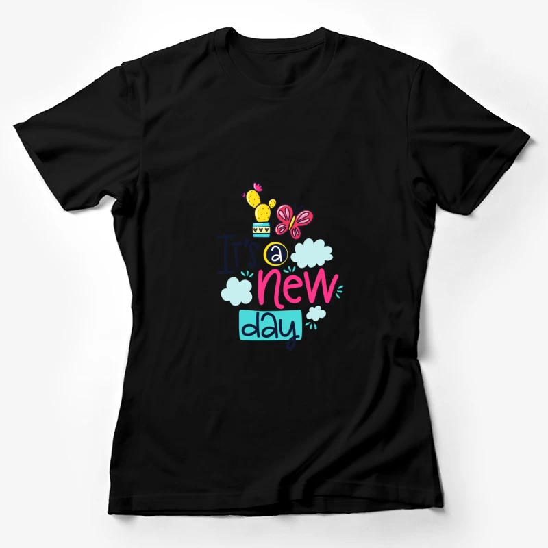 Un Nouveau Jour avec Cactus et Papillon Femme T-Shirt