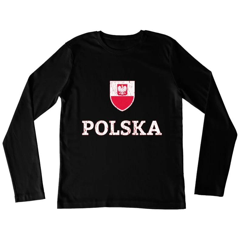 Polish National Shield with Eagle Emblem and Text Female Long Sleeve T-Shirt