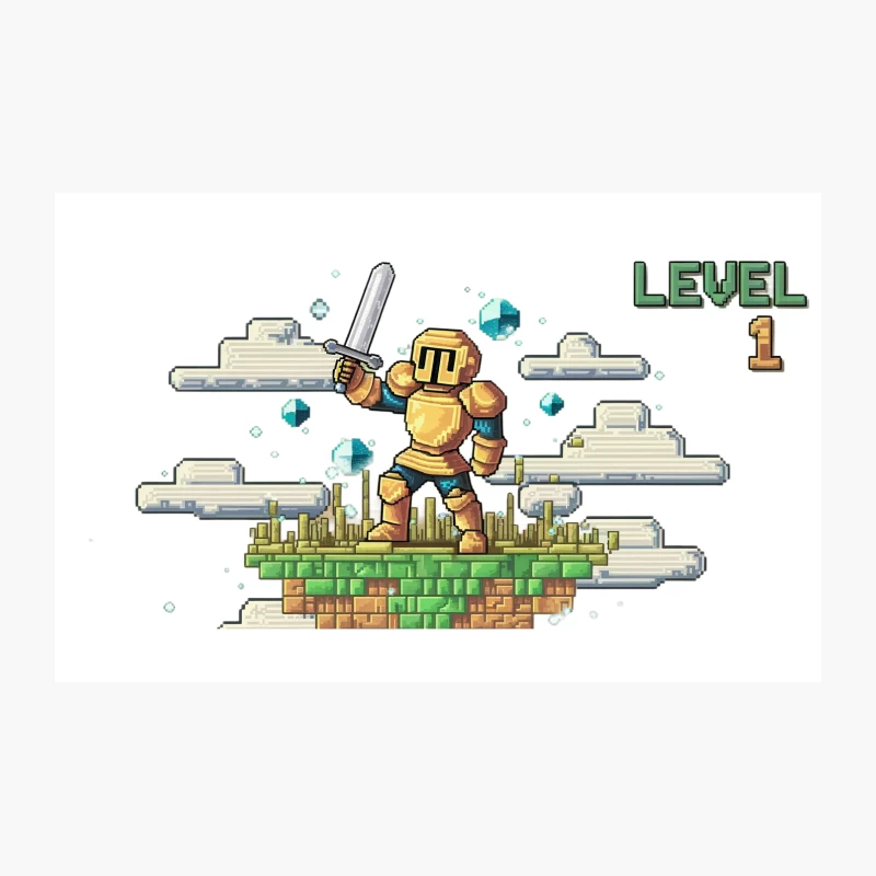 Retro Pixel Art: Knight on Floating Island - Level 1 Travel Mug