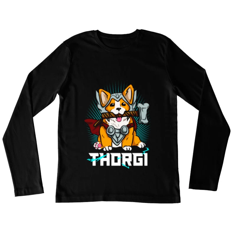 Thorgi: Chien Corgi Superhéros Femme Manches Longues T-Shirt