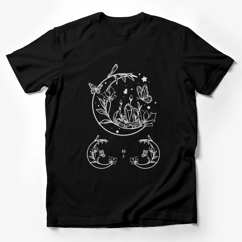 Blumen und Kristalle in der Nacht Herren T-Shirt