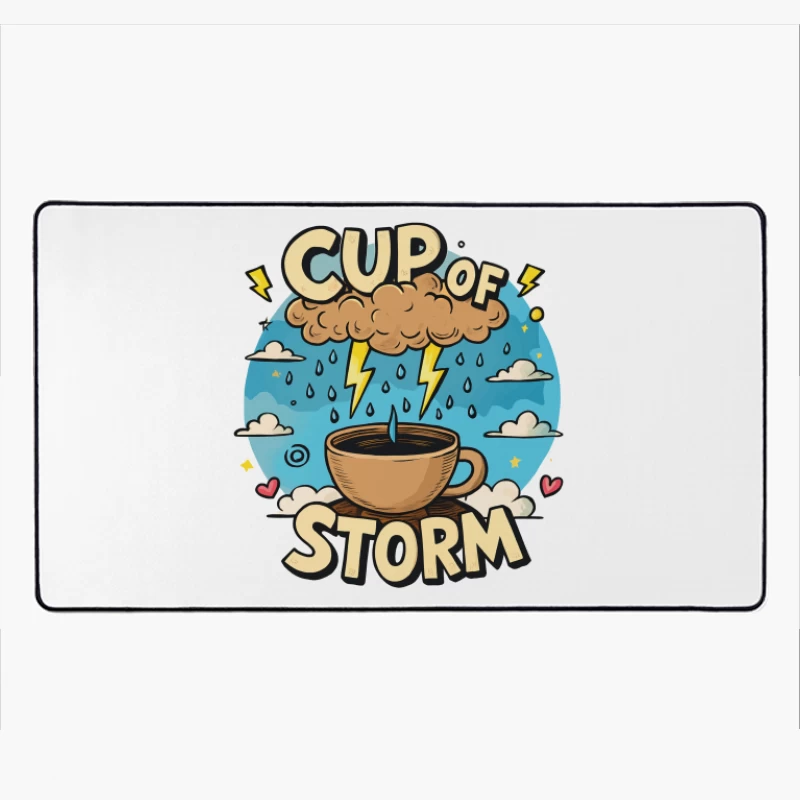 Cup of Storm – Whimsical Pixel Art with Lightning Charm! Desk Mat