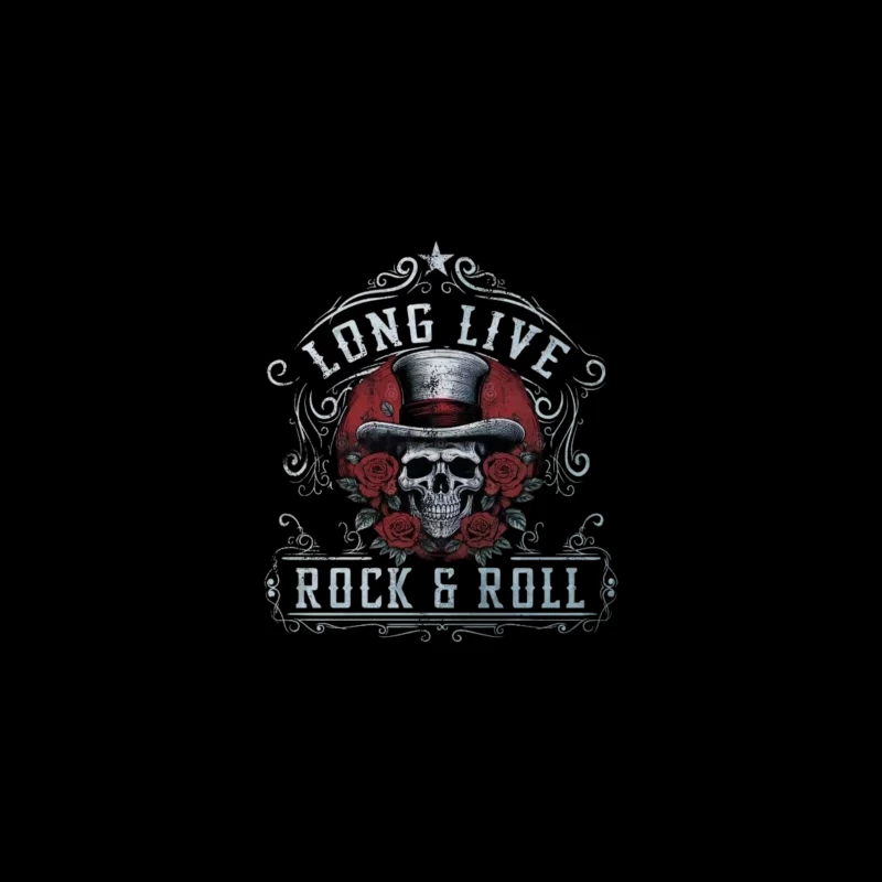 Long Live Rock and Roll Skull Design Travel Mug