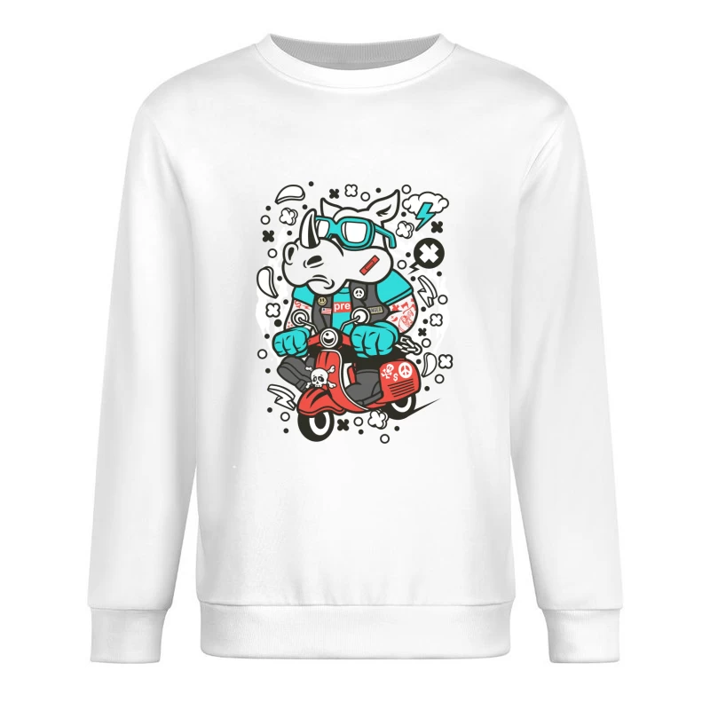 Rhinocéros Motard sur Scooter Homme Sweat-shirt à enfiler