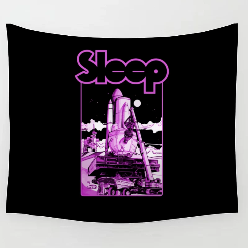 Sleep Band's Purple Rocket Industrial Space Art Tapestry