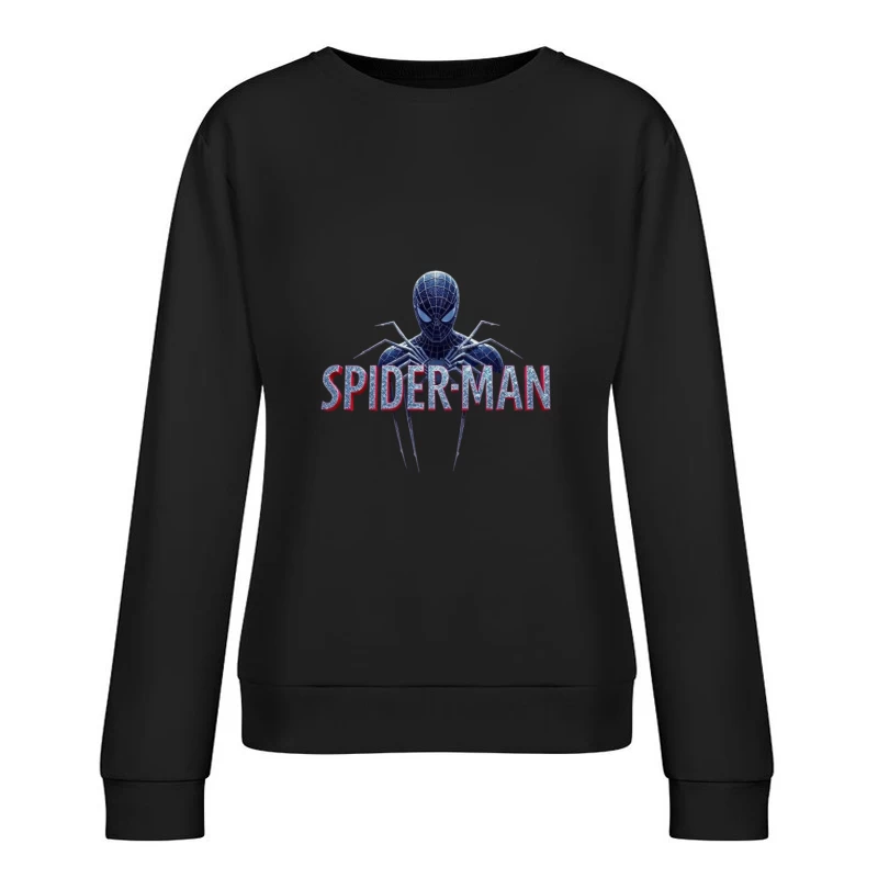 Spider-Man Black Suit Logo with Classic Text Design Female Pullover Sweatshirt