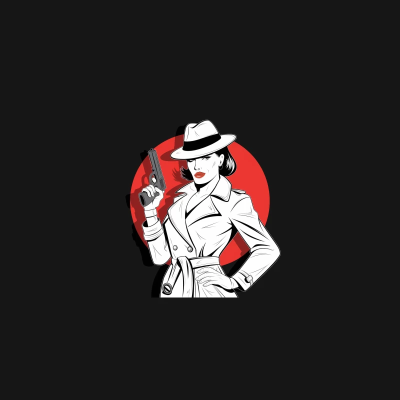 Stylish Femme Fatale in Film Noir Setting Desk Mat